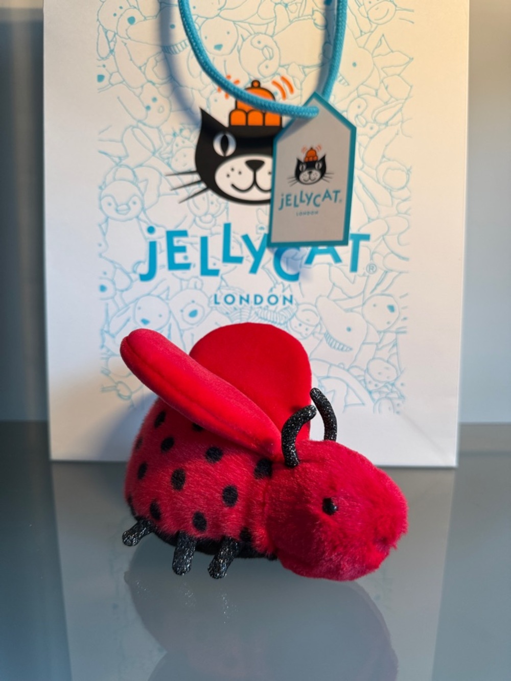 Jellycat Red and Black Plush Ladybug Charm